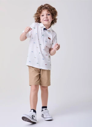 Bimbi - Conjunto Off com Estampa de Motos Off White - BIMBI
