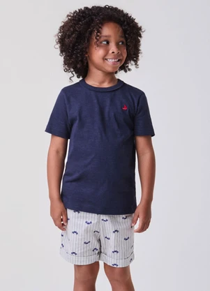 Bimbi - Conjunto Off com Estampa de Navios Off White - BIMBI