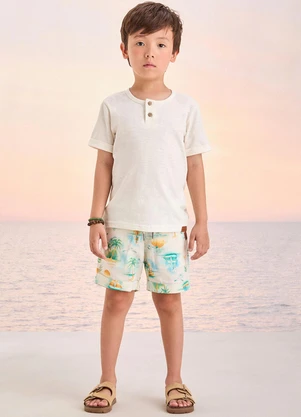 Youccie - Conjunto Off com Estampa Tropical Off White - YOUCCIE