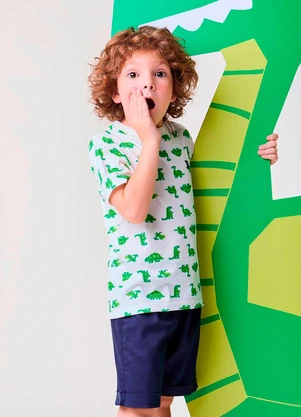 Bimbi - Conjunto Off com Marinho de Dinossauro Off White - BIMBI