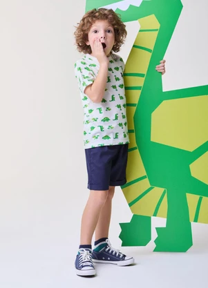 Bimbi - Conjunto Off com Marinho de Dinossauro Off White - BIMBI