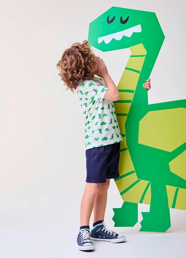 Bimbi - Conjunto Off com Marinho de Dinossauro Off White 3