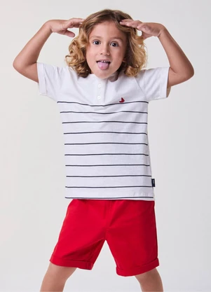 Bimbi - Conjunto Off com Vermelho Listrado Vermelho - BIMBI