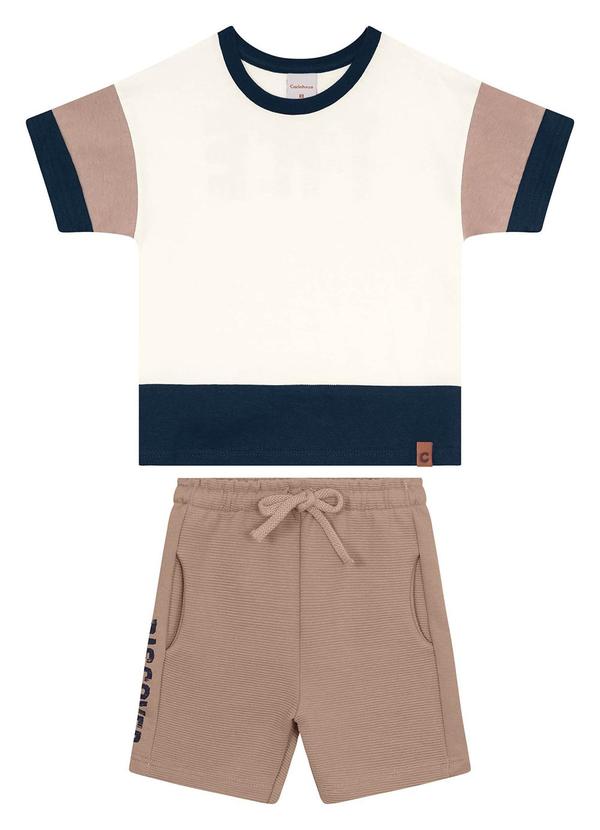 Carinhoso - Conjunto Off White em Moletom Menino