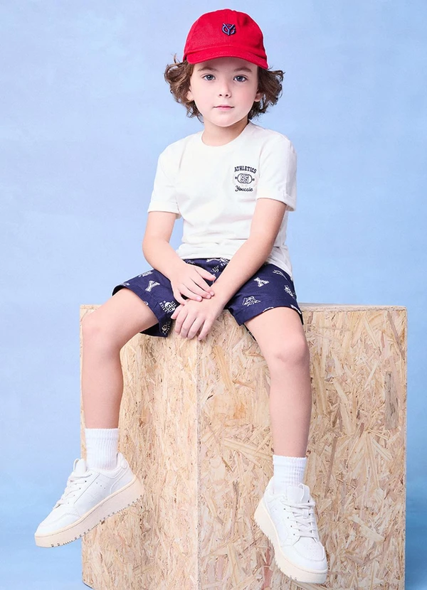 Youccie - Conjunto Off White Estampado Azul 3