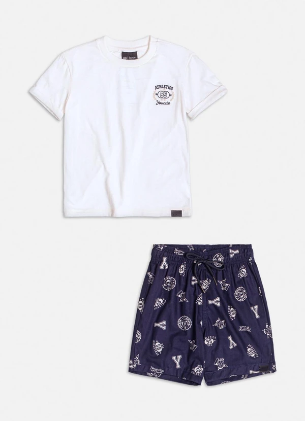 Youccie - Conjunto Off White Estampado Azul 6