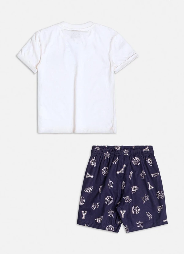 Youccie - Conjunto Off White Estampado Azul 7