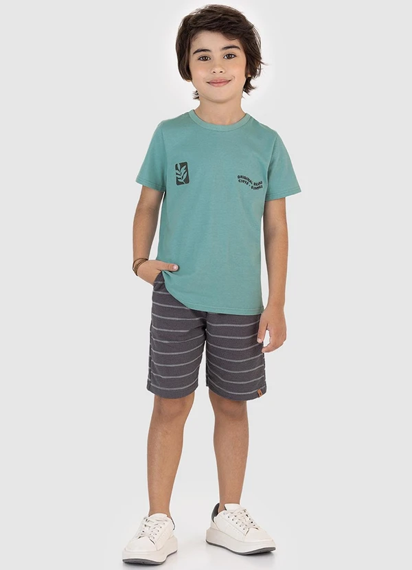 Carinhoso - Conjunto Original Brand Bordado Azul Turquesa