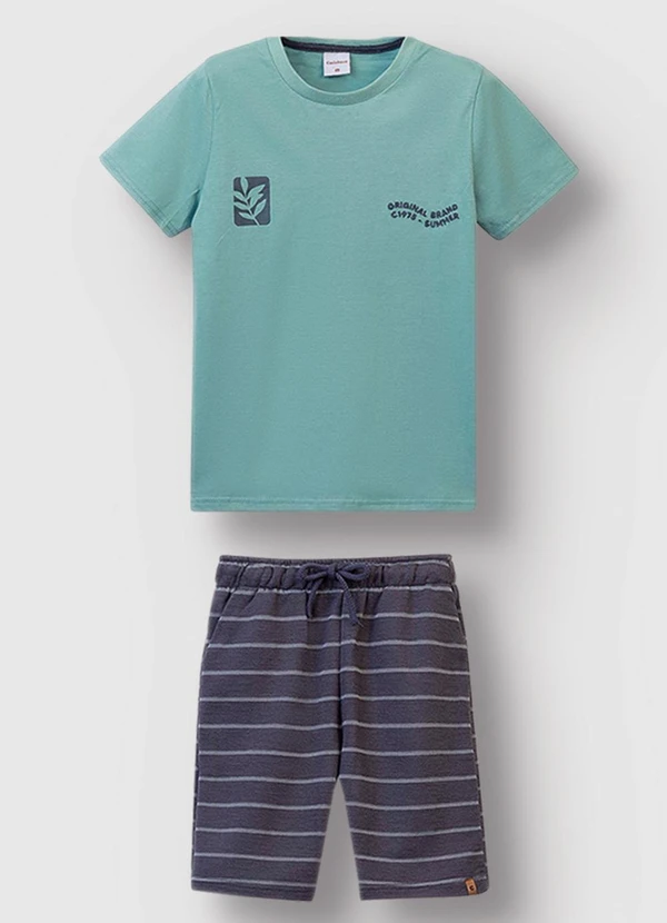 Carinhoso - Conjunto Original Brand Bordado Azul Turquesa 4