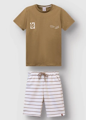 Carinhoso - Conjunto Original Brand Bordado Cáqui - CARINHOSO