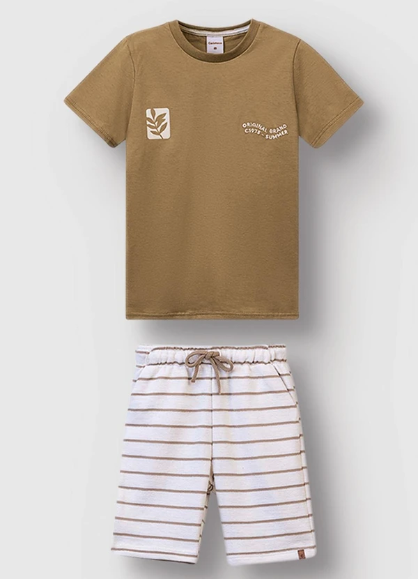 Carinhoso - Conjunto Original Brand Bordado Cáqui