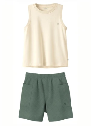 Carinhoso - Conjunto Original com Piquet Stretch Areia - CARINHOSO