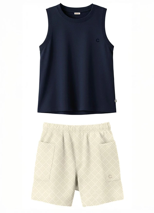 Carinhoso - Conjunto Original com Piquet Stretch Azul 1