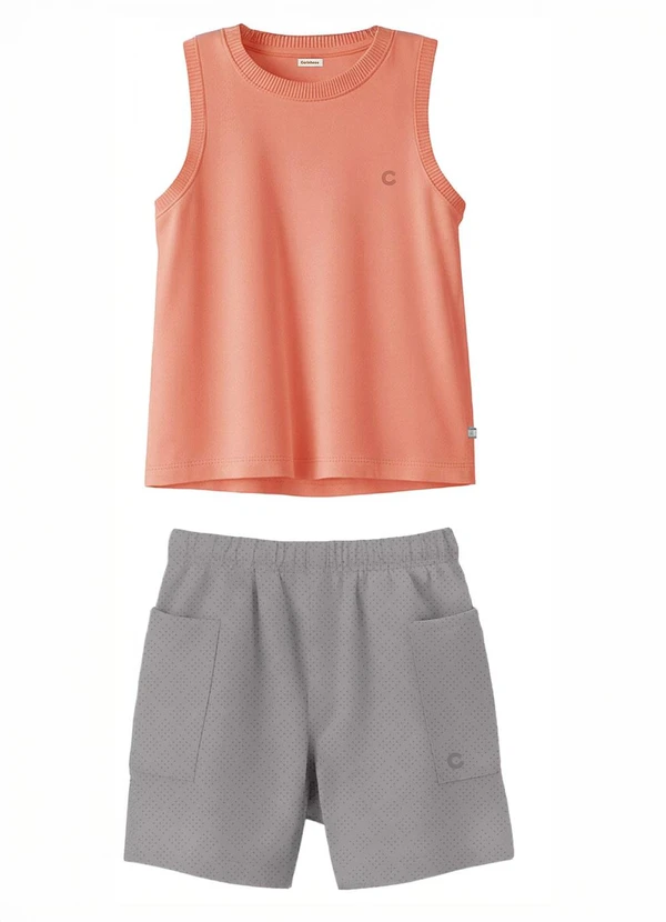 Carinhoso - Conjunto Original com Piquet Stretch Laranja