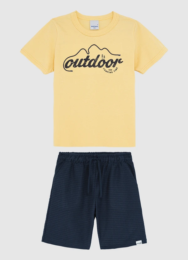 Malwee Kids - Conjunto Outdoor em Moletinho Amarelo
