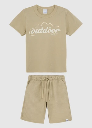 Malwee Kids - Conjunto Outdoor em Moletinho Bege - MALWEE KIDS