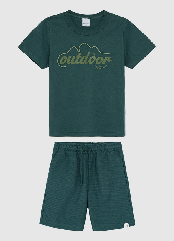 Malwee Kids - Conjunto Outdoor em Moletinho Verde