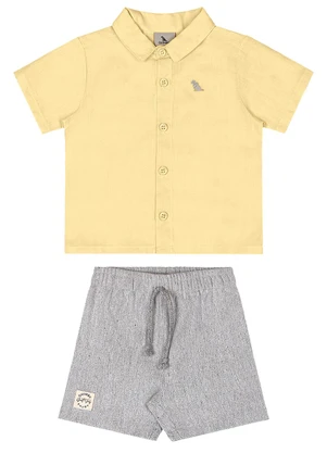 Quimby - Conjunto para Bebê Camisa e Bermuda Amarelo - QUIMBY