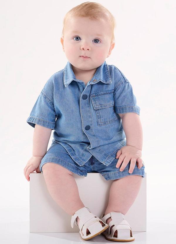 Up Baby - Conjunto para Bebê Menino em Jeans Azul