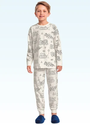Fakini Kids - Conjunto Pijama Camiseta/Calça Branco - FAKINI KIDS