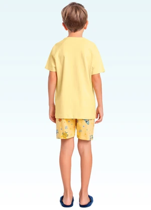 Fakini Kids - Conjunto Pijama Camiseta e Bermuda Amarelo - FAKINI KIDS