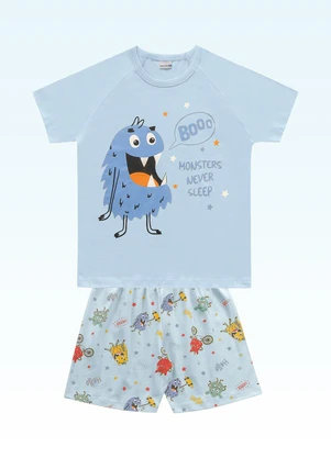 Fakini Kids - Conjunto Pijama Camiseta e Bermuda Azul - FAKINI KIDS