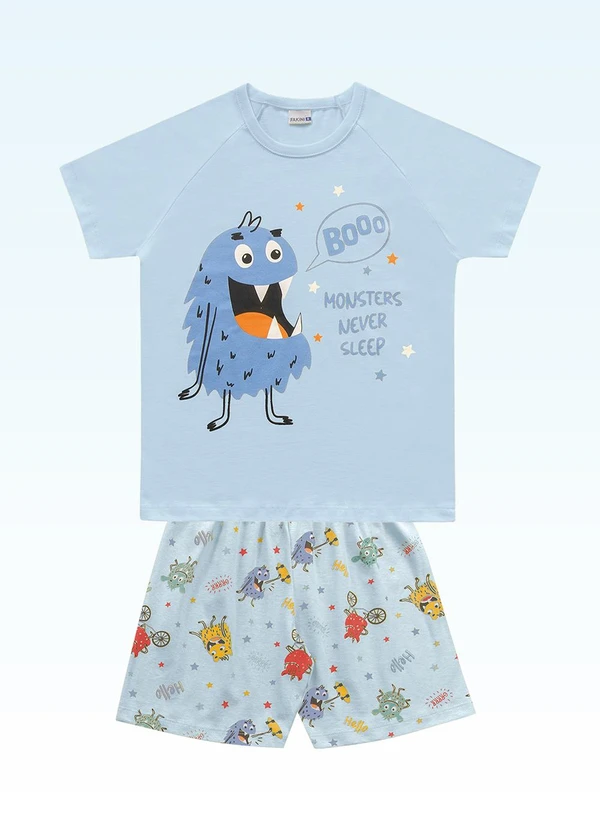 Fakini Kids - Conjunto Pijama Camiseta e Bermuda Azul