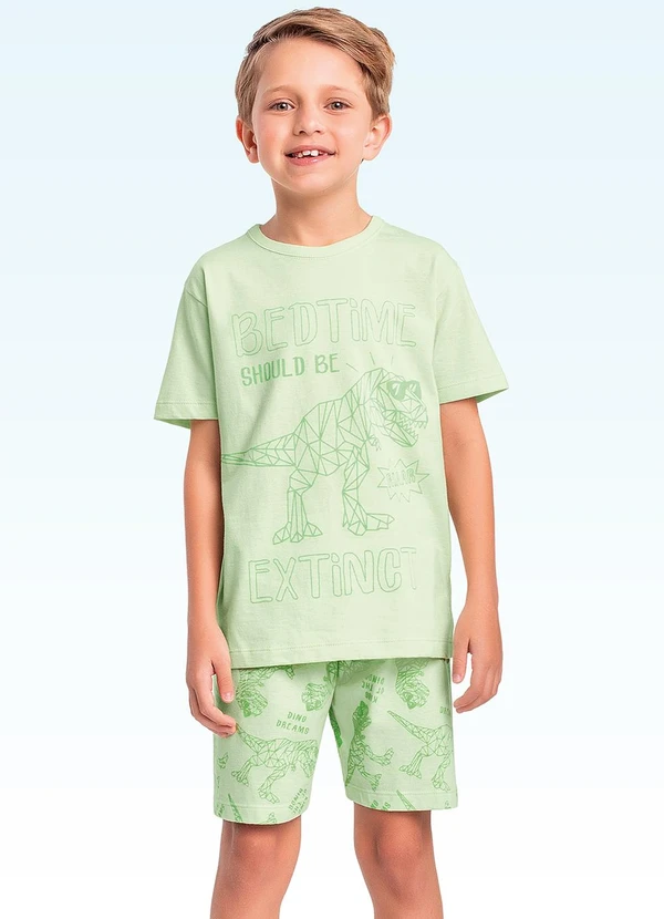Fakini Kids - Conjunto Pijama Camiseta e Bermuda Verde