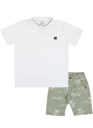Pulla Bulla - Conjunto Piquet com Elastano Branco - PULLA BULLA