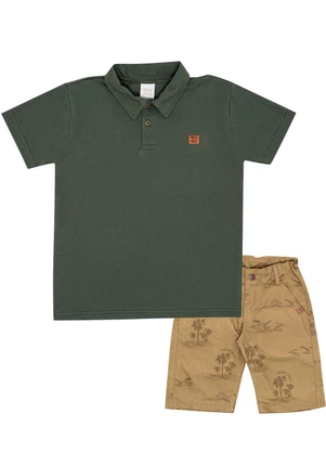 Pulla Bulla - Conjunto Piquet com Elastano Verde - PULLA BULLA