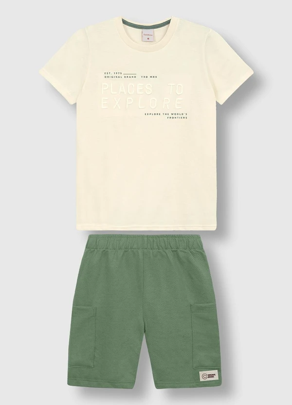 Carinhoso - Conjunto Places To Explore em Moletinho Branco
