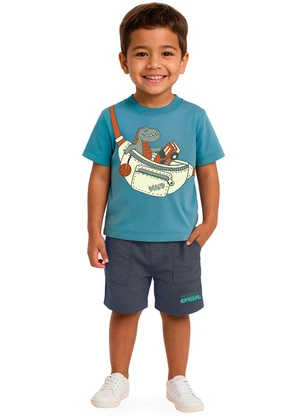Malwee Kids - Conjunto Pochete com Bordado Azul - MALWEE KIDS