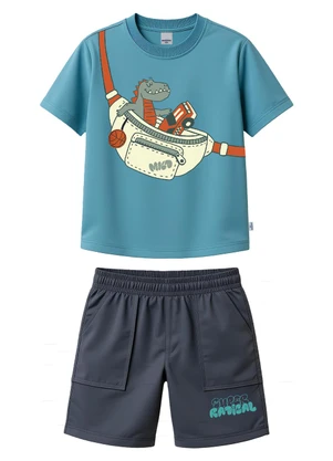 Malwee Kids - Conjunto Pochete com Bordado Azul - MALWEE KIDS