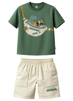 Malwee Kids - Conjunto Pochete com Bordado Verde - MALWEE KIDS