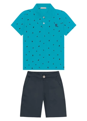 Trick Nick - Conjunto Polo com Bermuda Azul - TRICK NICK