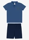 Rovi Kids - Conjunto Polo com Bermuda Infantil Marrom - variação: Azul