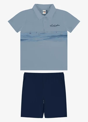 Rovi Kids - Conjunto Polo com Bermuda Infantil Azul - ROVI KIDS