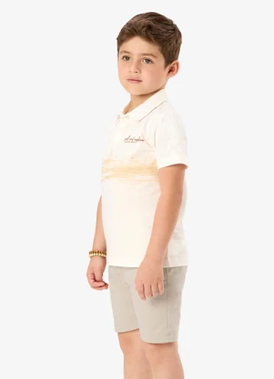 Rovi Kids - Conjunto Polo com Bermuda Infantil Bege - ROVI KIDS