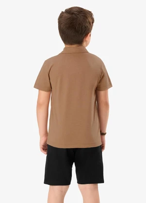 Rovi Kids - Conjunto Polo com Bermuda Infantil Marrom - ROVI KIDS