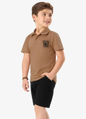 Rovi Kids - Conjunto Polo com Bermuda Infantil Marrom - ROVI KIDS