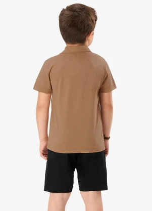 Rovi Kids - Conjunto Polo com Bermuda Infantil Marrom - ROVI KIDS