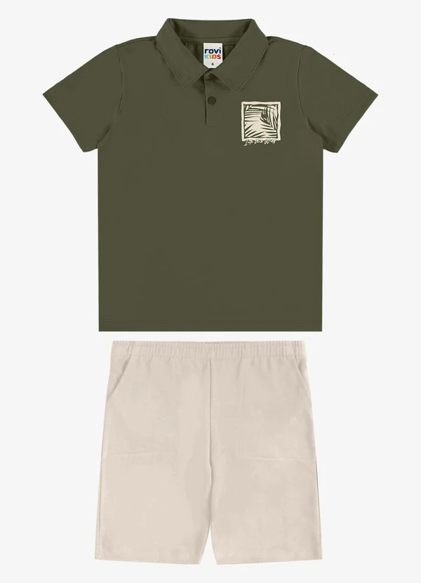 Rovi Kids - Conjunto Polo com Bermuda Infantil Verde