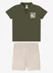 Rovi Kids - Conjunto Polo com Bermuda Infantil Marrom - variação: Verde