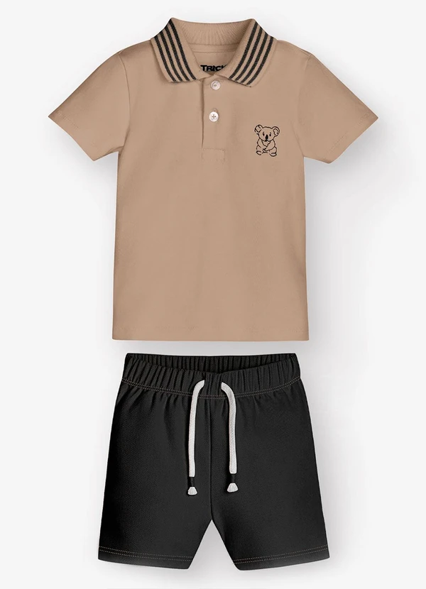 Trick Nick - Conjunto Polo com Bermuda Marrom 1