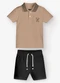 Trick Nick - Conjunto Polo com Bermuda Bege - variação: Marrom