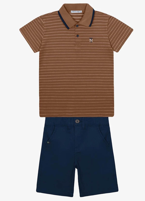 Trick Nick - Conjunto Polo com Bermuda Masculino Marrom 6