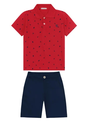 Trick Nick - Conjunto Polo com Bermuda Vermelho - TRICK NICK