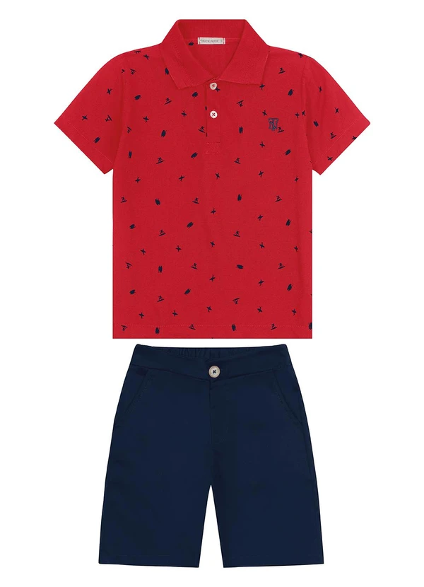 Trick Nick - Conjunto Polo com Bermuda Vermelho 1