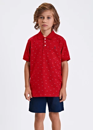 Trick Nick - Conjunto Polo com Bermuda Vermelho - TRICK NICK