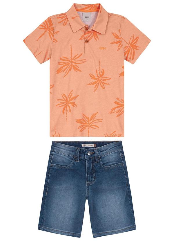 Carinhoso - Conjunto Polo com Jeans Menino Laranja